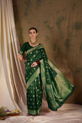 Womens Fashion Ethnic Green Color Sarees-MLSHWSA1348GRN0ONE