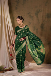 Womens Fashion Ethnic Green Color Sarees-MLSHWSA1348GRN0ONE