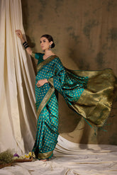 Womens Fashion Ethnic Teal Color Sarees-MLSHWSA1363TEL0ONE