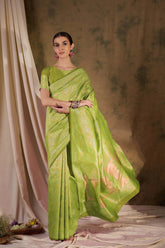 Womens Fashion Ethnic Pista Green Color Sarees-MLSHWSA1368PSG0ONE