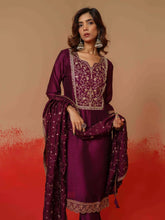 Art Silk Fabric Wine Colour Top Bottom Dupatta Set-MLWSHKS4382WNE