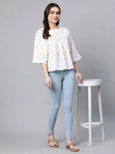 Off White Pure Cotton Floral Printed Tunic-AHTUCOPG-8065