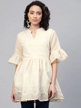 Cream Chanderi Ethnic Print Tunic-AHTUCHGPGL-8030