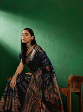 Womens Fashion Ethnic Navy Blue Color Sarees-MLSHWSA1259NBL0ONE