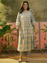 Stylum Women's Blue Polka Dots Printed Voile A-Line Kurta Pant Set (KPBLUEVOK)