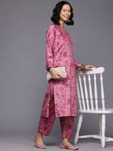 Floral Printed Sequinned Velvet Kurta with Trousers-AHKUPN-COMBO-1027