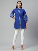 Blue Pure Cotton Printed Tunic-AHTUCOKHGL-8076