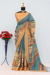 Mysore Silk Digital Print MultiColour Saree With Unstiched Blouse Piece-MPHMS-18-MULTI