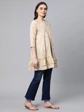 Beige & Gold Cotton Printed Tunic-AHTUCOPGGL-8069