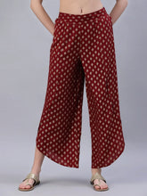 Women's Maroon Rayon Printed Tulip Dhoti Pant