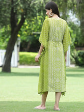 Green Georgette Festive Bandhej Printed Straight Kaftan For Women