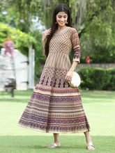 Women Brown Multi Georgette Festive Printed Flared Anarkali Kurta