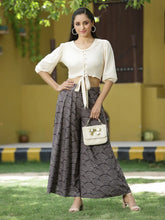 Off - White Rayon Festive Solid Straight Top For Women