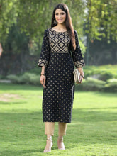 Black Rayon Festive Wear Embroidered Flared Kurta