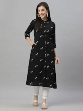 Black Rayon Festive Printed A-Line Kurta For Women