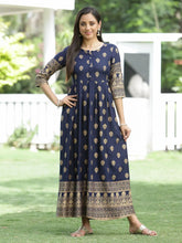 Indigo Rayon Festive Dress For Women