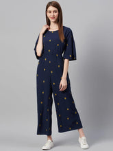 Darkblue Micro Poly Embroidered Ethnic Jumpsuit