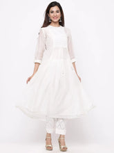 White Cotton Chanderi Embellished A-Line Kurta