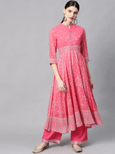 Coral Georgette Printed Anarkali Kurta With Palazzo