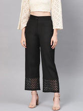 Black Cotton Flex Embellished Hakoba Pants