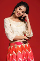 Ivory Silk Striped Ethnic Top