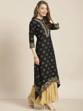 Black Rayon Dobby A-Line Kurta