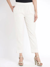 Natural Cotton Flex Striped Straight Pant With Hair-Band