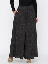 Black Rayon Printed Flared Palazzo