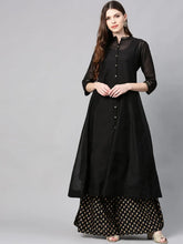 Black Chanderi Embellished Jacket Style 2 Piece Kurta