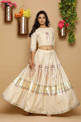 Ivory Shantoon Printed Lehenga Choli Set