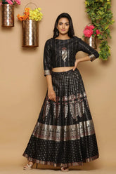 Black Shantoon Printed Lehenga Choli Set