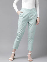 Mint Cotton Printed Straight Pants