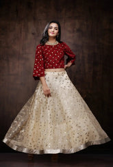 Gold Net Embellished Lehenga Choli Set
