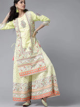 Limegreen Cambric Floral Print Straight Kurta Palazzo Set