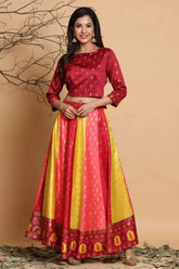 Multi Dull Satin Printed Lehenga Choli