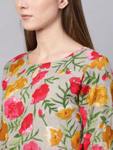 Women Printed Grey Cotton Fabric Kurti