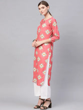 Women Regular Wear Cotton Fabric Printed Pink Color Simple Kurti
