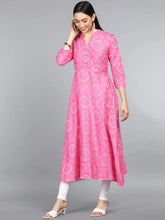 Women Function Wear Pink Color Printed Fancy Kurti
