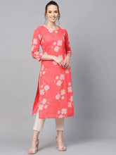 Women Printed Pink Cotton Fabric Kurti