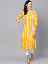 Women Printed Yellow Cotton Fabric Kurti