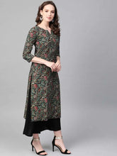 Women Printed Black Cotton Fabric Kurti