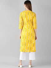 Women Cotton Fabric Trendy Festive Wear Yellow Printed Kurti