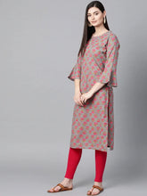Women Cotton Fabric Dark Beige Color Printed Fancy Daily Wear Kurti