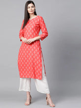 Women Cotton Simple Function Wear Pink Kurti