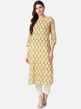 Women Cream Printed Daily Wear Kurti