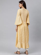 Women Yellow Striped A Line Kurta