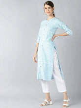 Women Blue Floral Printed Kurta 2