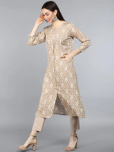 Women Beige Quirky Solid Kurtas