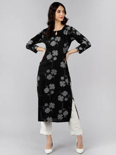 Women Black Floral Kurtas