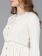 Women Cream Coloured White Alyssum Gotta Patti Anarkali Kurta